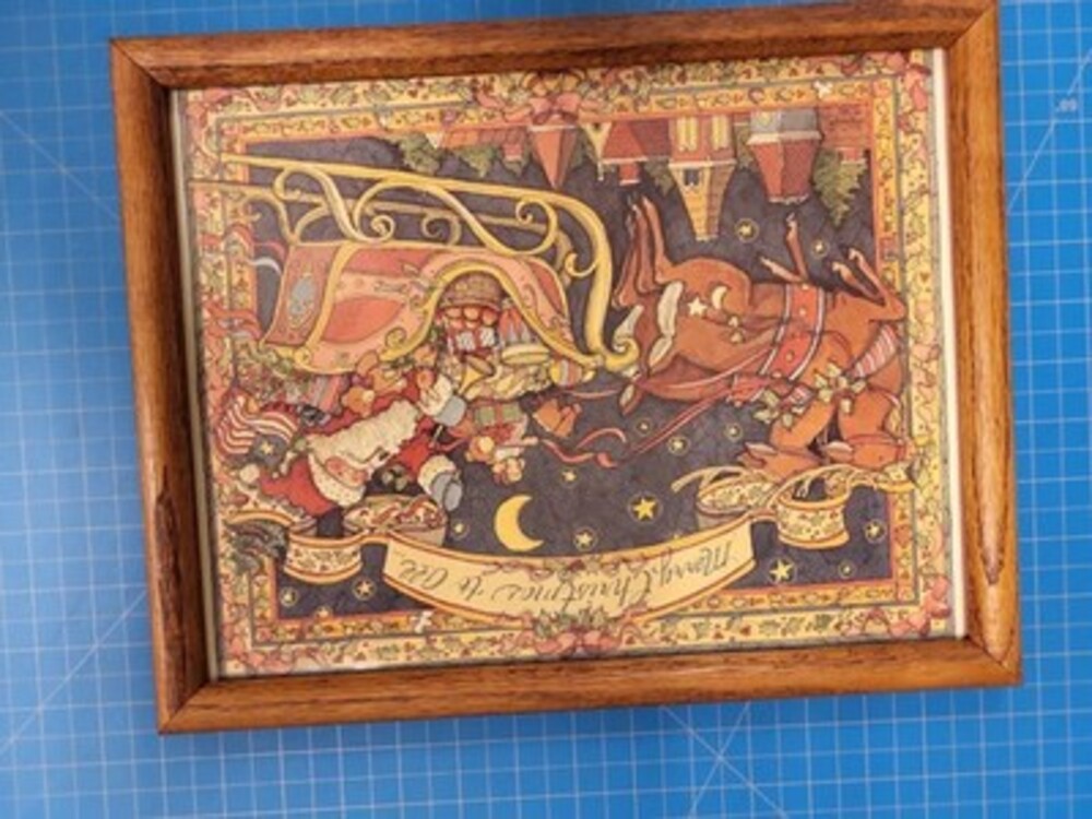 Vintage Santa Claus Print Zerimar Oak Frame 11x14 Christmas Holiday Art Decor